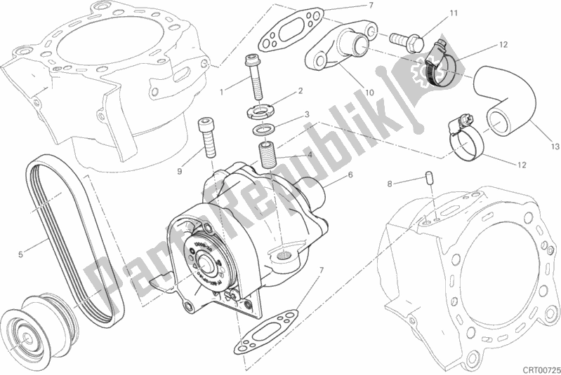 All parts for the Pompa Acqua of the Ducati Diavel Xdiavel S USA 1260 2017